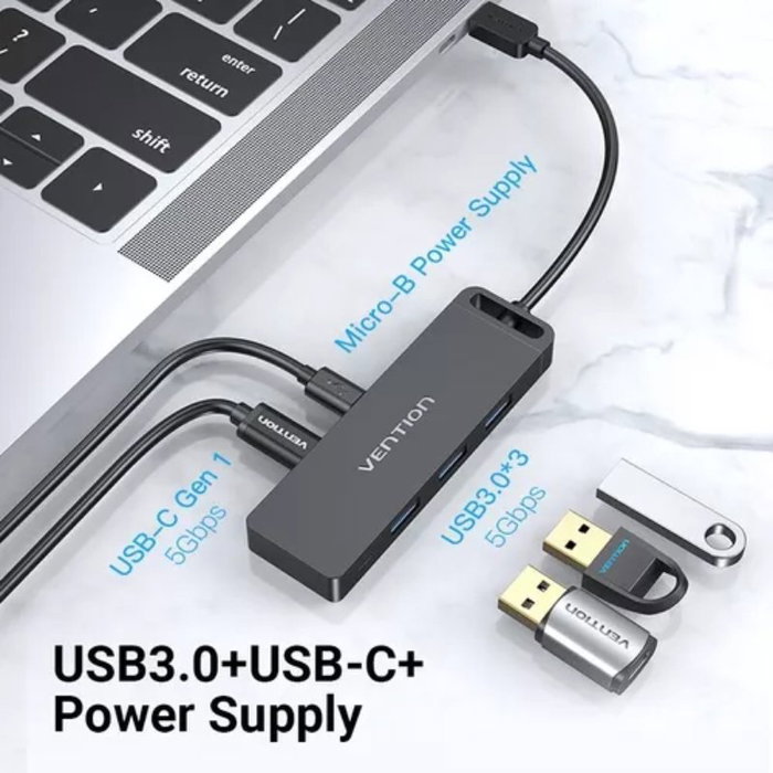 Vention TGTBB Hub USB-C 3xUSB 1xUSB-C 1xMicroUSB PD
